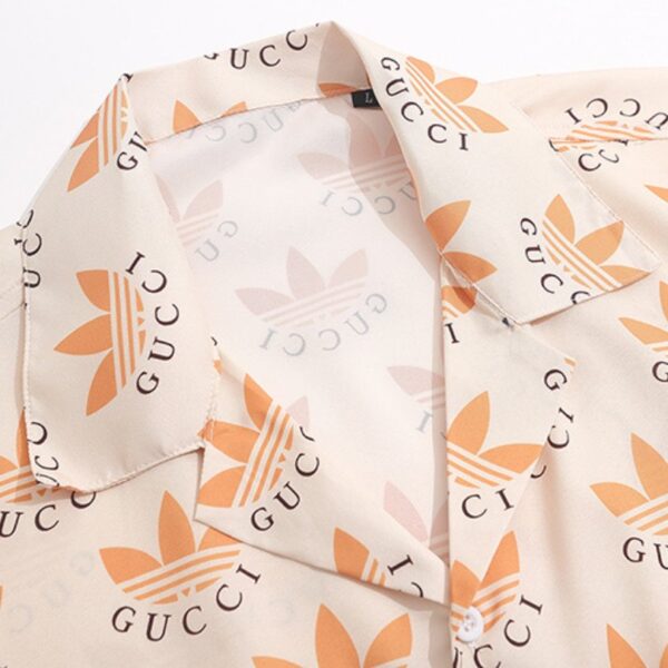 Shirt Gucci x Adidas Trefoil Beige Short Sleeve GC028 - Image 4