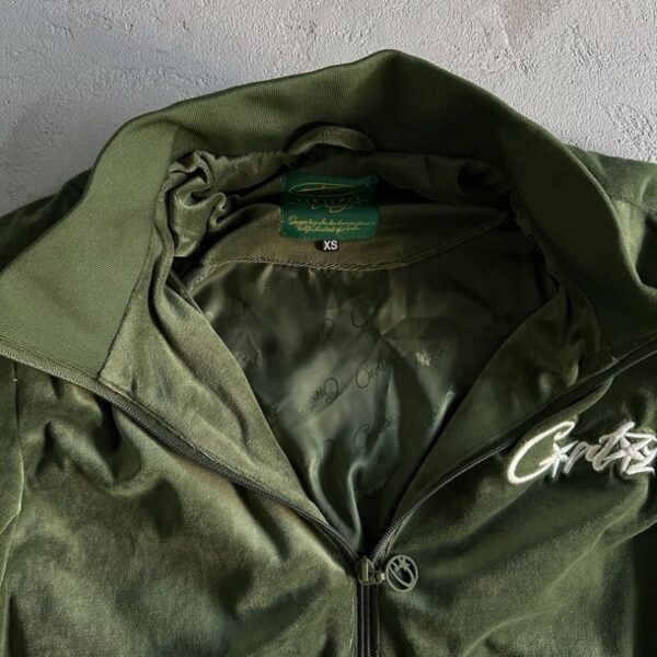 Tracksuit Corteiz Velour Green with White Logo CZ008 - Image 10