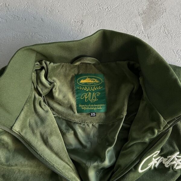 Tracksuit Corteiz Velour Green with White Logo CZ008 - Image 12