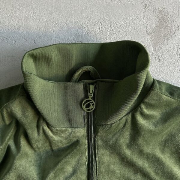 Tracksuit Corteiz Velour Green with White Logo CZ008 - Image 9