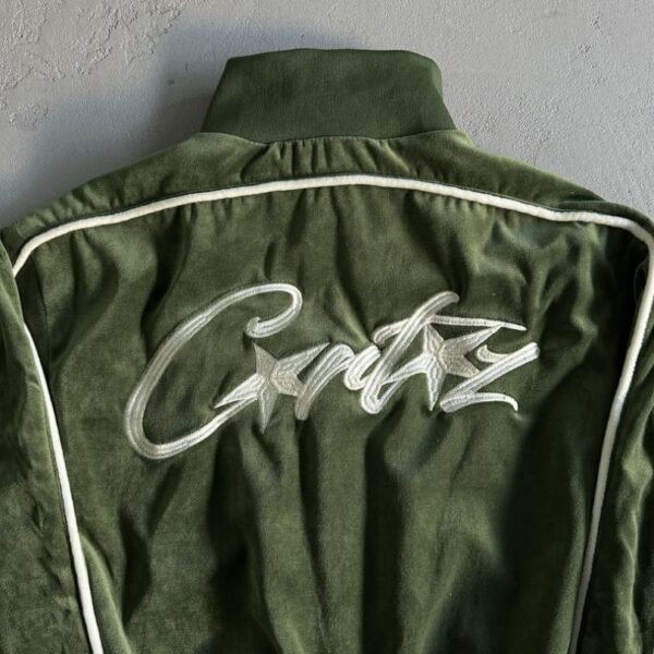 Tracksuit Corteiz Velour Green with White Logo CZ008 - Image 8
