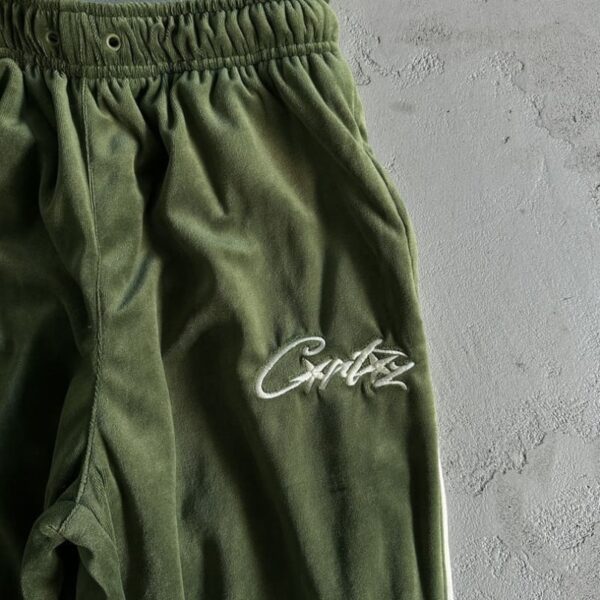 Tracksuit Corteiz Velour Green with White Logo CZ008 - Image 7
