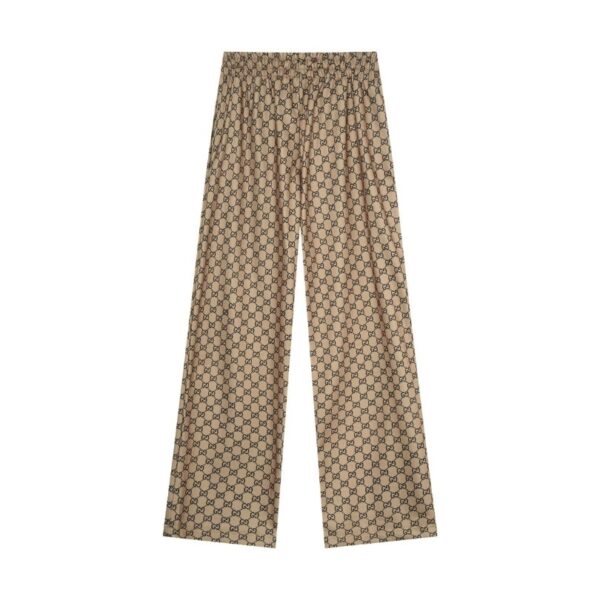 Pants Gucci Monogram Wide-Leg Beige GC053 - Image 4