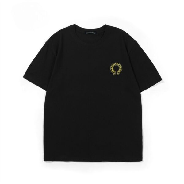 T-shirt Chrome Hearts Yellow Horseshoe Black Logo CH017 - Image 1