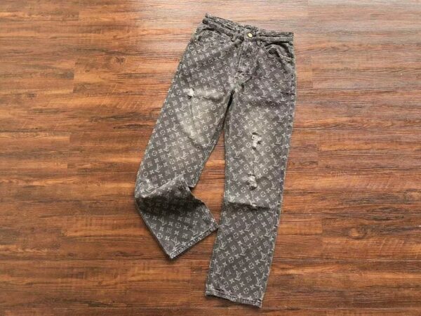 Louis Vuitton Distressed Baggy Monogram Jeans - Image 2