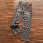 Louis Vuitton Distressed Baggy Monogram Jeans - Image 3