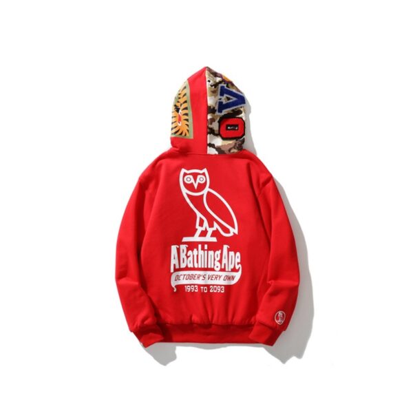 Hoodie BAPE Shark Camo OVO Red BP043 - Image 2