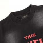 T-shirt Balenciaga Graphic Slogan Distressed Black BL010 - Image 5