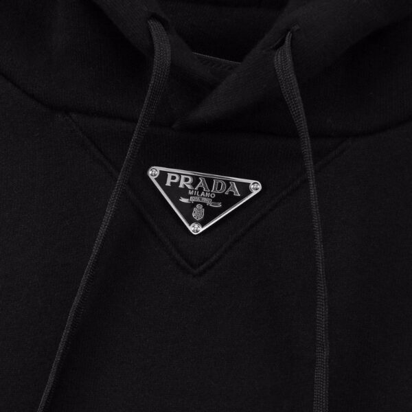 Hoodie Prada Milano Logo Black PD009 - Image 4