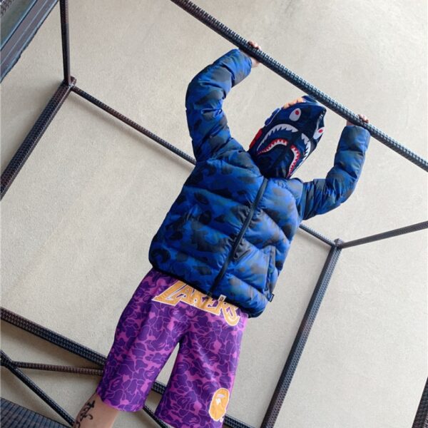 Jacket Puffer BAPE Shark Camo Full-Zip Blue BP080 - Image 5