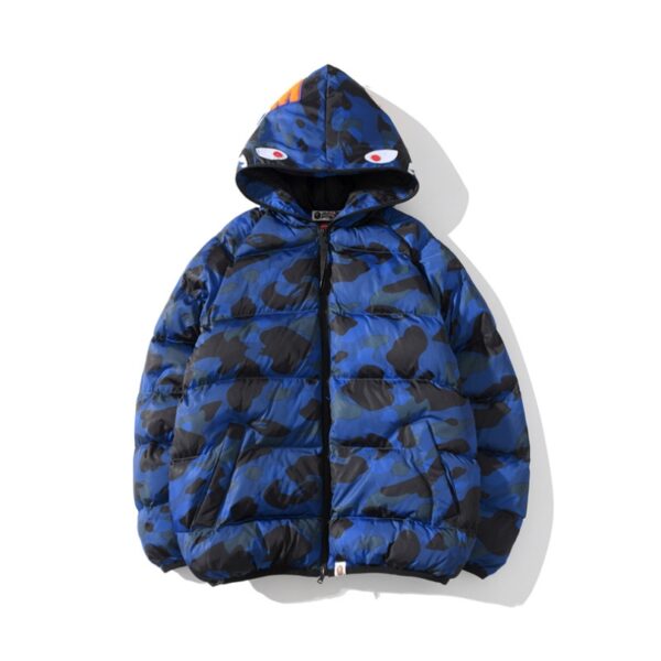 Jacket Puffer BAPE Shark Camo Full-Zip Blue BP080 - Image 1