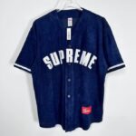 Jersey Supreme Button-Up Velour Logo Navy SP044 - Image 4