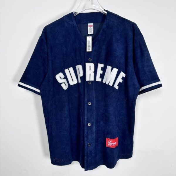 Jersey Supreme Button-Up Velour Logo Navy SP044 - Image 4
