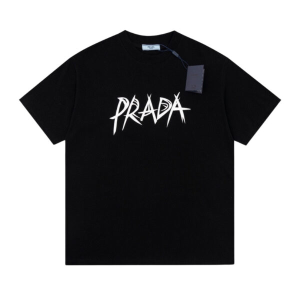 T-shirt Prada Black Graphic Logo PD038 - Image 1