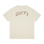 T-shirt Gucci Distressed Logo Beige GC047 - Image 2