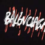 T-shirt Balenciaga Graffiti Print Black BL053 - Image 4