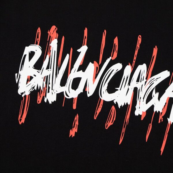 T-shirt Balenciaga Graffiti Print Black BL053 - Image 4