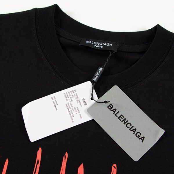 T-shirt Balenciaga Graffiti Print Black BL053 - Image 6