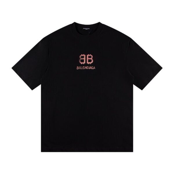 T-shirt Balenciaga BB Gothic Print Black BL036 - Image 1