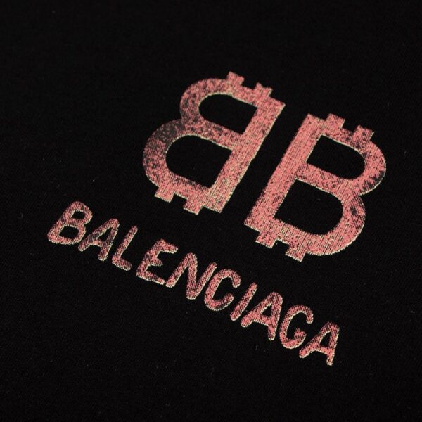T-shirt Balenciaga BB Gothic Print Black BL036 - Image 5