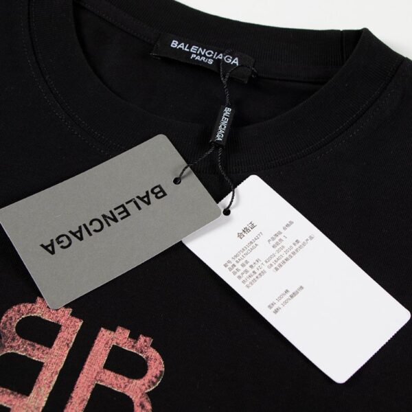 T-shirt Balenciaga BB Gothic Print Black BL036 - Image 7