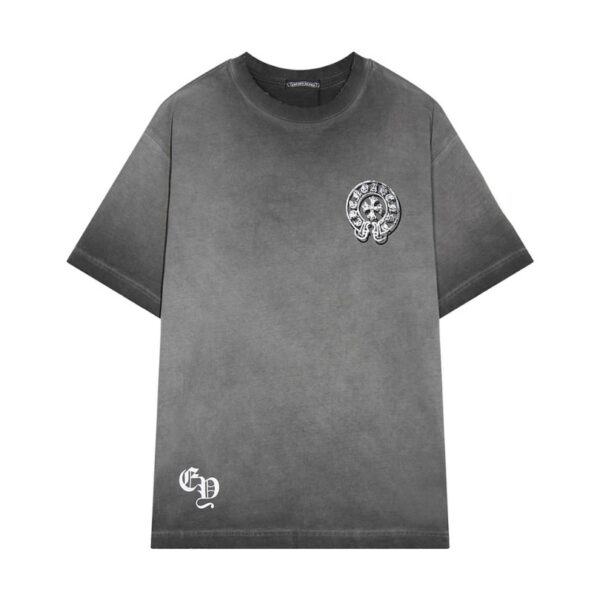 T-shirt Chrome Hearts Distressed Horseshoe Grey Logo CH033 - Image 1