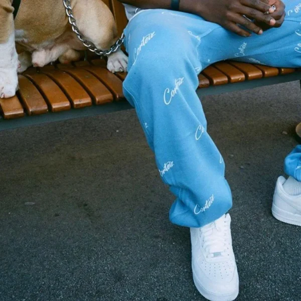 Corteiz All Over Print Jogger Baby Blue - Image 4