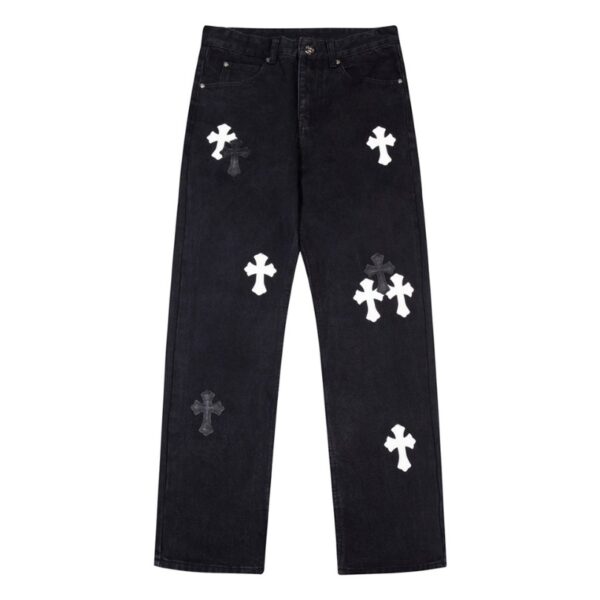 Jeans Chrome Hearts Black White Cross Patch CH025 - Image 1