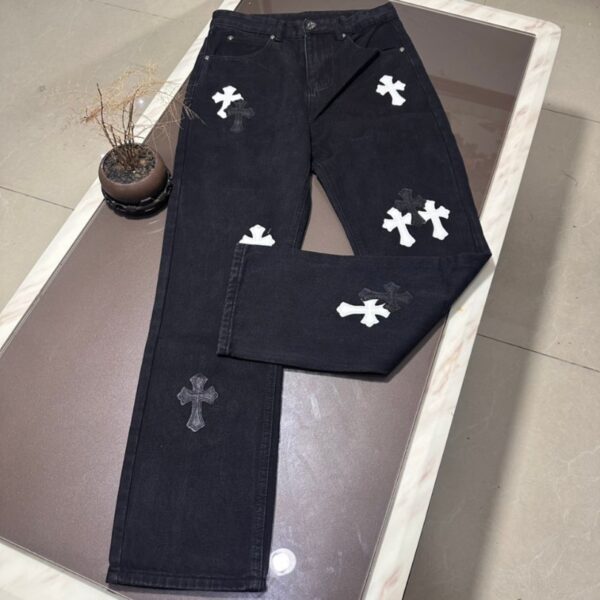 Jeans Chrome Hearts Black White Cross Patch CH025 - Image 10