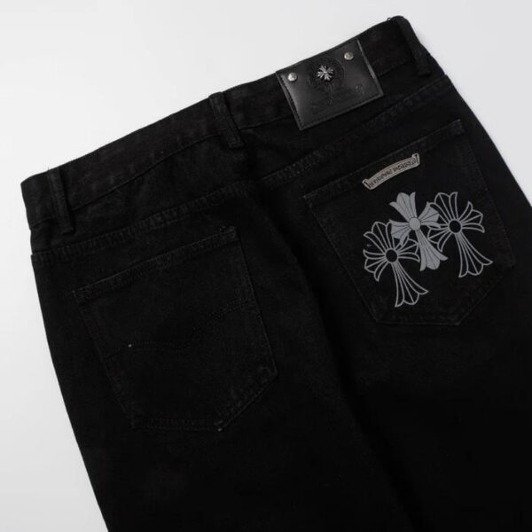 Jeans Chrome Hearts Black Cross Embroidery CH066 - Image 4