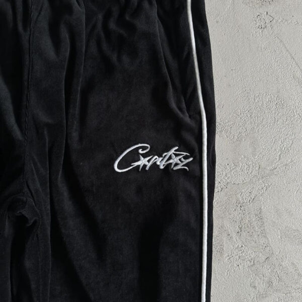 Tracksuit Corteiz Velour Black with White Logo CZ007 - Image 10