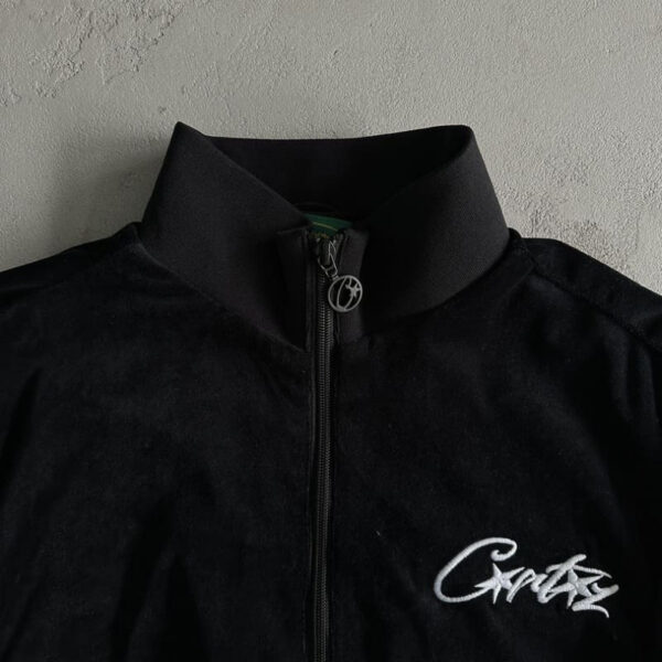 Tracksuit Corteiz Velour Black with White Logo CZ007 - Image 8