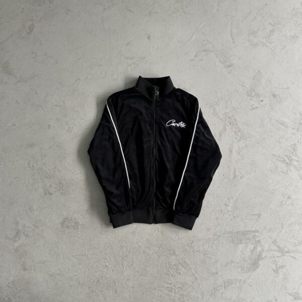 Tracksuit Corteiz Velour Black with White Logo CZ007 - Image 6