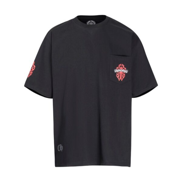 T-shirt Chrome Hearts Red Cross Crest Black CH004 - Image 4