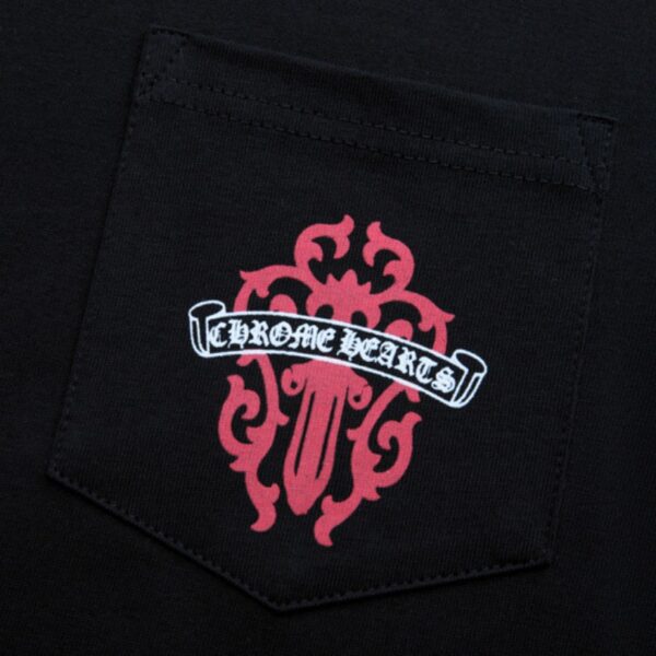 T-shirt Chrome Hearts Red Cross Crest Black CH004 - Image 11
