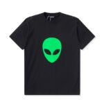 T-shirt Balenciaga Green Alien Face Black Oversized BL001