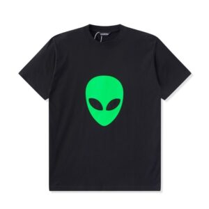 T-shirt Balenciaga Green Alien Face Black Oversized BL001