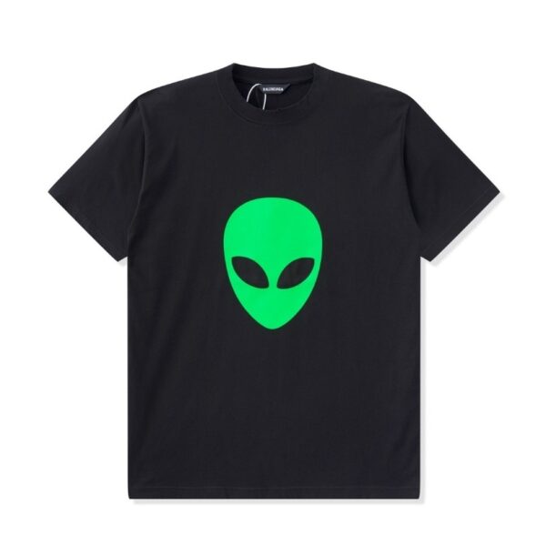 T-shirt Balenciaga Green Alien Face Black Oversized BL001 - Image 1