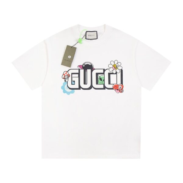 Gucci Graphic T-shirt with Cartoon White Logo GC063 - Image 1