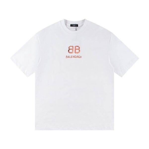 T-shirt Balenciaga BB Gothic Print White BL035 - Image 1