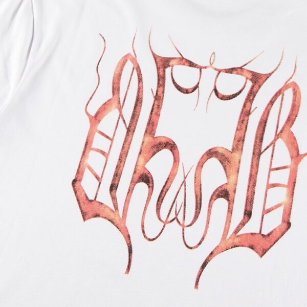T-shirt Balenciaga BB Gothic Print White BL035 - Image 6