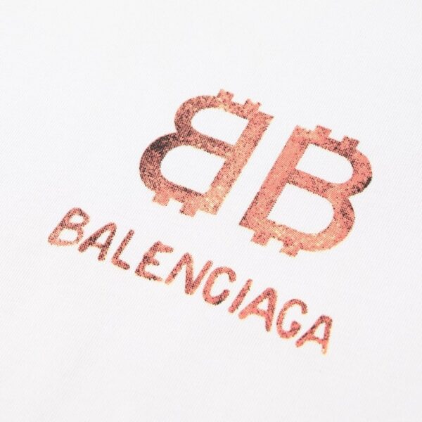 T-shirt Balenciaga BB Gothic Print White BL035 - Image 5