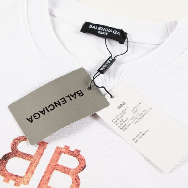 T-shirt Balenciaga BB Gothic Print White BL035 - Image 7