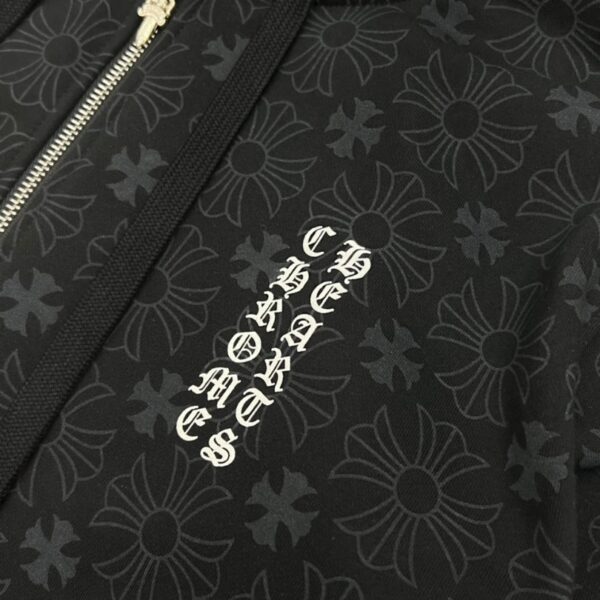 Hoodie Chrome Hearts Hearts Zip Black Monogram CH063 - Image 10