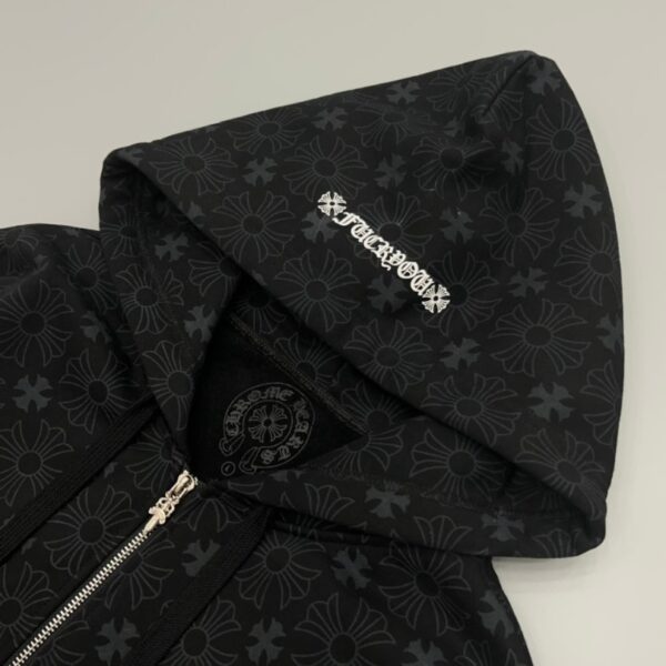 Hoodie Chrome Hearts Hearts Zip Black Monogram CH063 - Image 9