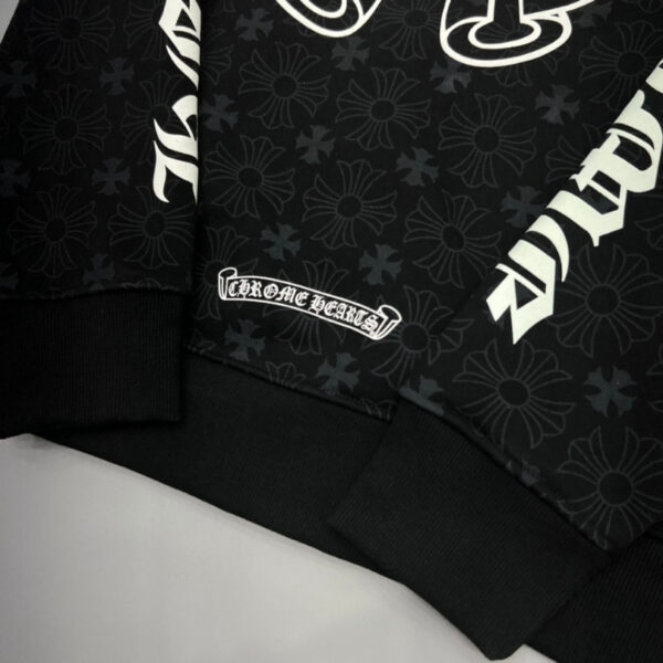 Hoodie Chrome Hearts Hearts Zip Black Monogram CH063 - Image 8