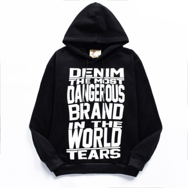 Hoodie Denim Tears Dangerous Brand Black White - Image 1
