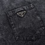 Shirt Prada Black Denim Button-Up Logo PD041 - Image 4