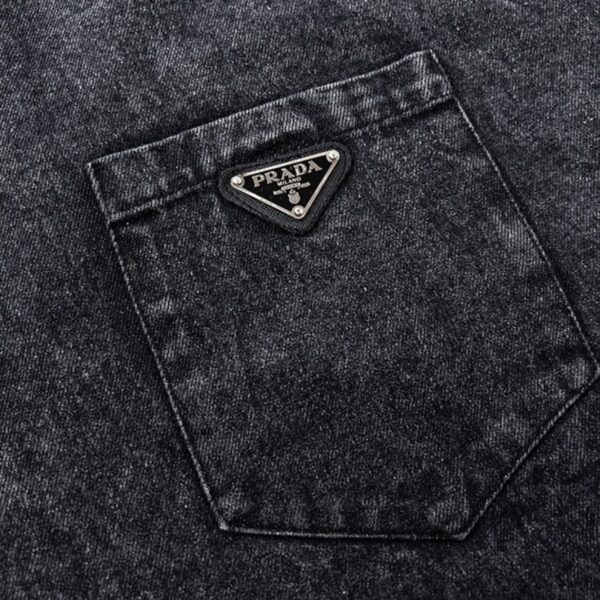 Shirt Prada Black Denim Button-Up Logo PD041 - Image 4