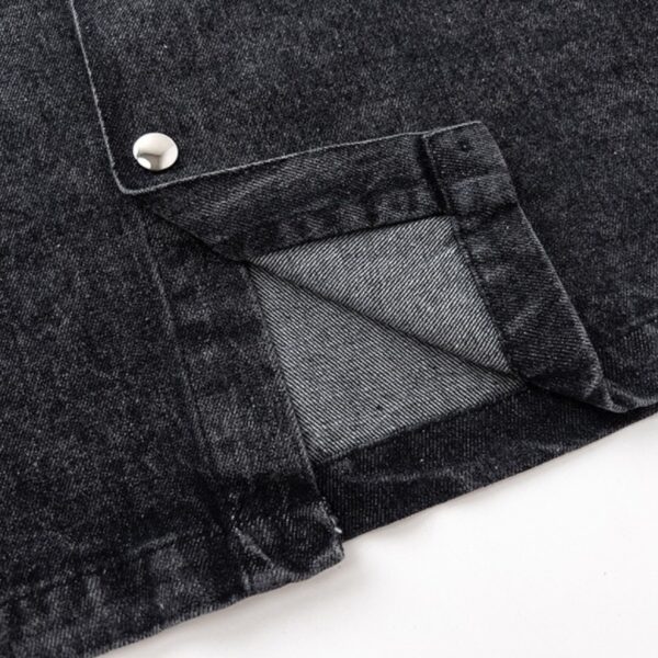 Shirt Prada Black Denim Button-Up Logo PD041 - Image 5